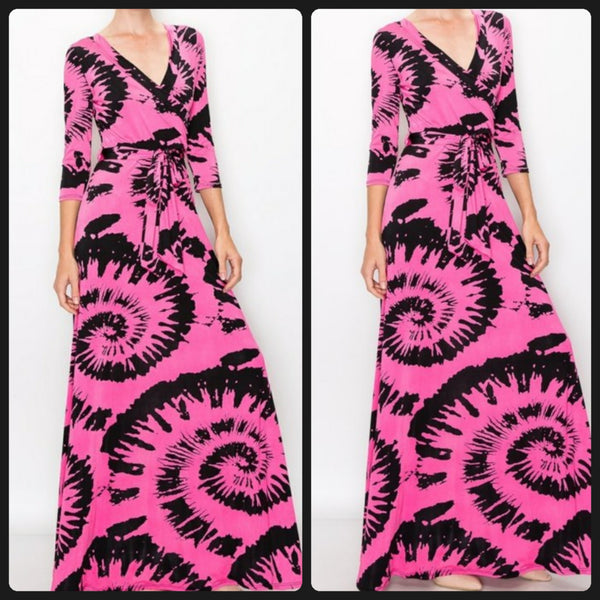 Pink and Black Maxi Dress