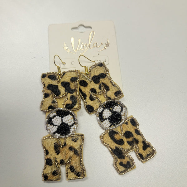 Soccer Cheetah Mom Earrings