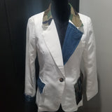 CamoDem in White Blazer