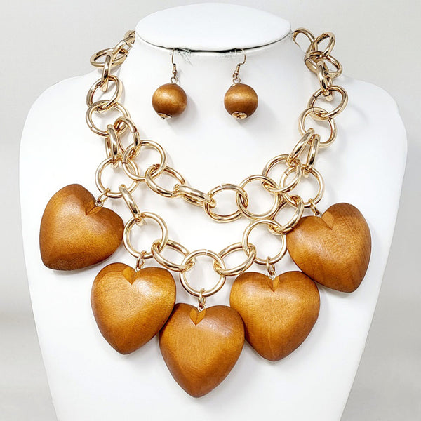 Hearts of Wood Necklaces