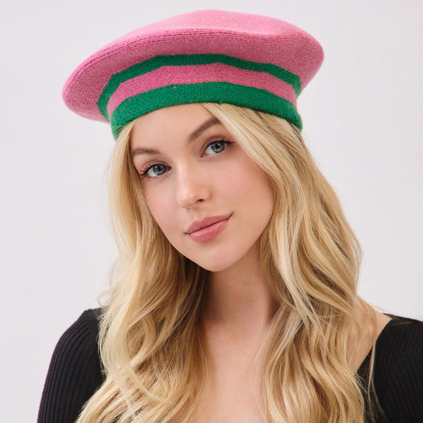 Pink and Green Beenie