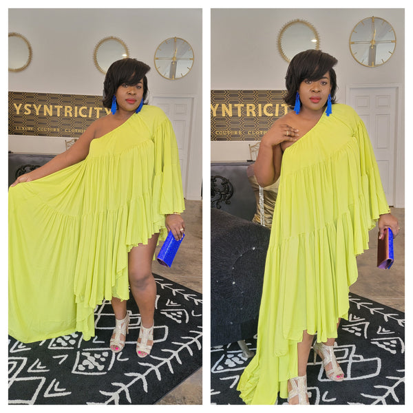 Drama in Chartreuse Dress