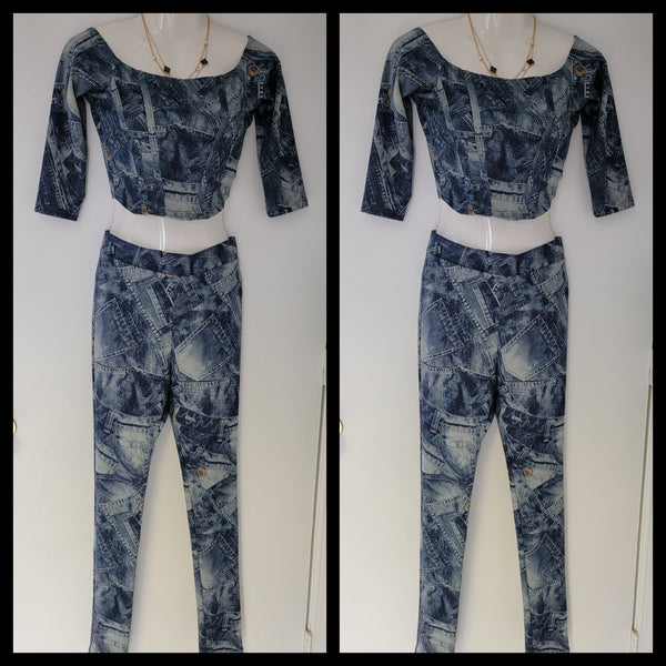 Denim Print Stretch Set