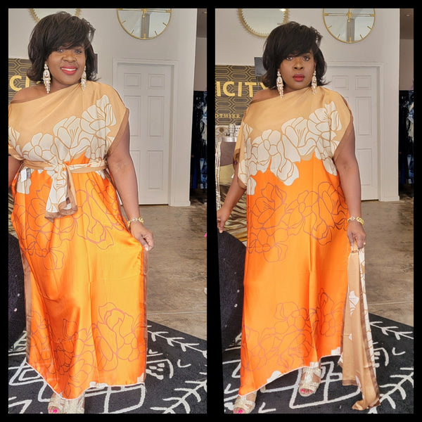 Orange Floral Kaftan