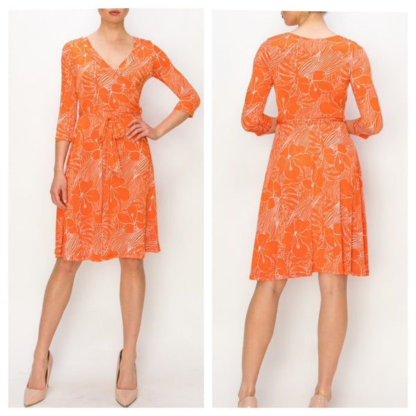 Orange Flora Midi