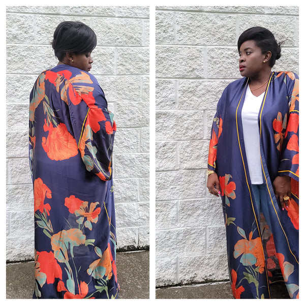 Navy in Florals Kimono