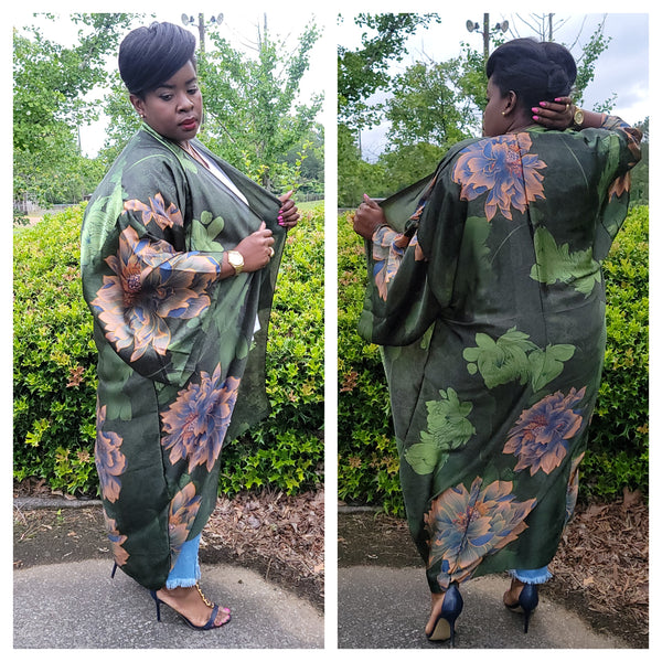 Green Floral Multi Kimono