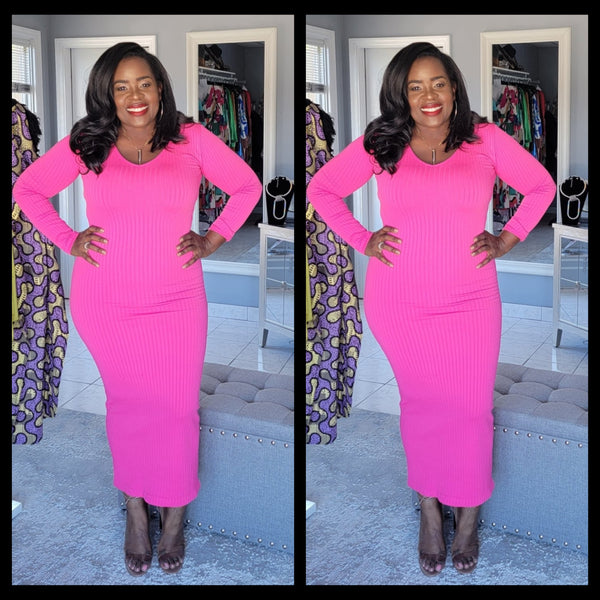 Pink Ribbed Dress
