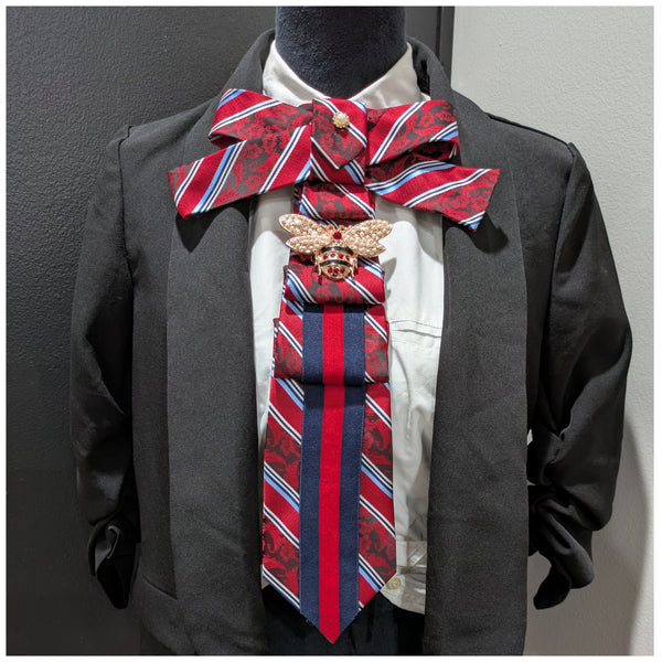 Blue and Red Delight Tie Brooch