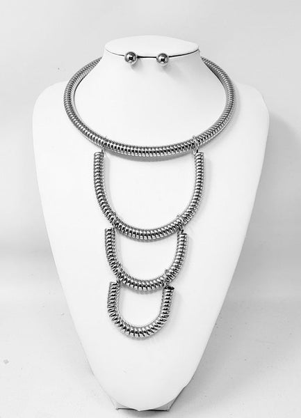 Silver Linked Statement Necklace