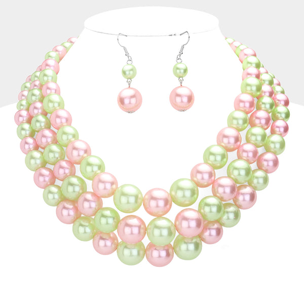Pink and Green Pearl Set