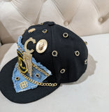 Black and gold Hat