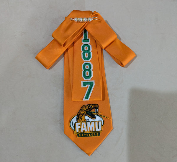 Orange and Green Tie Brooch