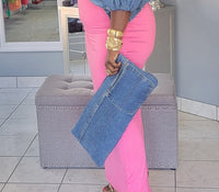 Oversized Denim Clutch