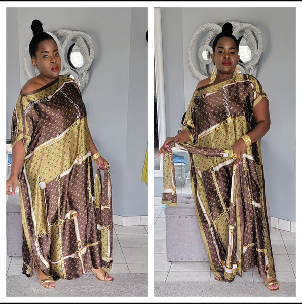 Brown Multi Kaftan Kimono
