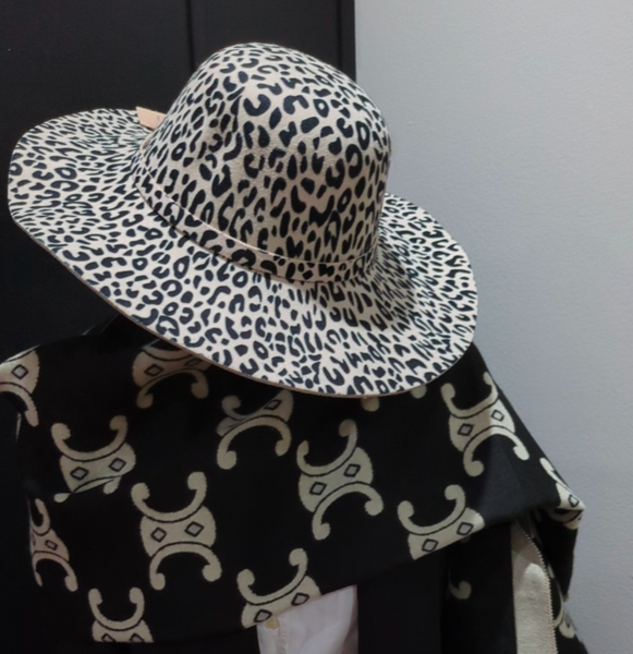 Ivory and Black Floppy Hat